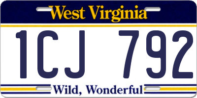 WV license plate 1CJ792