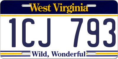 WV license plate 1CJ793