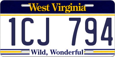 WV license plate 1CJ794