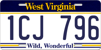 WV license plate 1CJ796