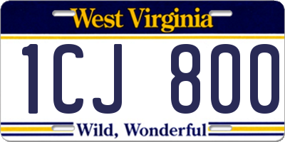 WV license plate 1CJ800