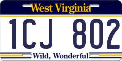 WV license plate 1CJ802