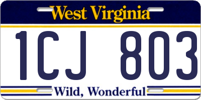 WV license plate 1CJ803