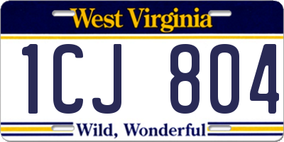WV license plate 1CJ804
