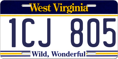 WV license plate 1CJ805