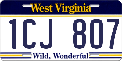WV license plate 1CJ807
