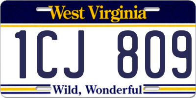 WV license plate 1CJ809