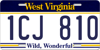 WV license plate 1CJ810