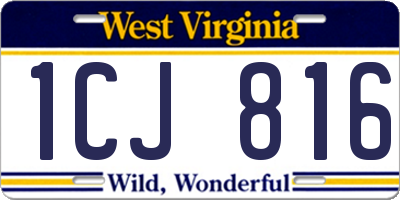 WV license plate 1CJ816