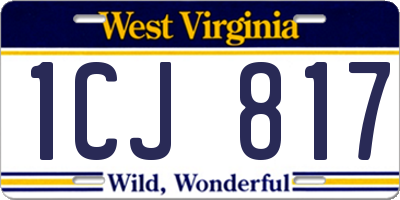 WV license plate 1CJ817