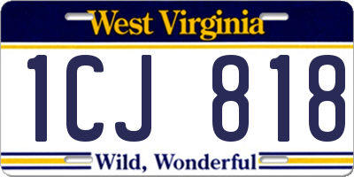 WV license plate 1CJ818