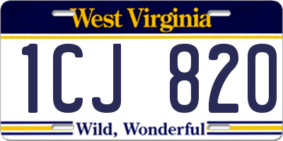 WV license plate 1CJ820
