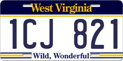 WV license plate 1CJ821