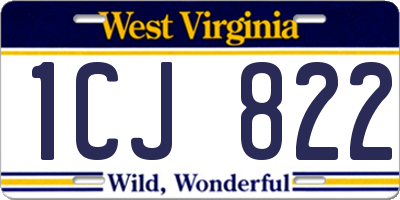 WV license plate 1CJ822