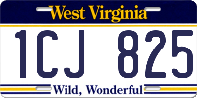 WV license plate 1CJ825