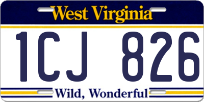 WV license plate 1CJ826