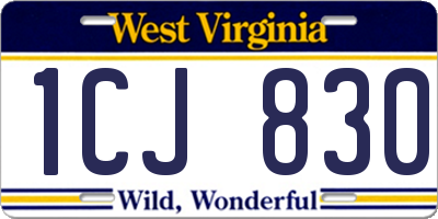 WV license plate 1CJ830