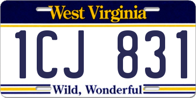 WV license plate 1CJ831