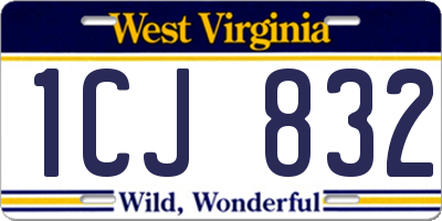 WV license plate 1CJ832