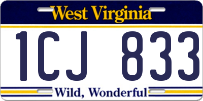 WV license plate 1CJ833