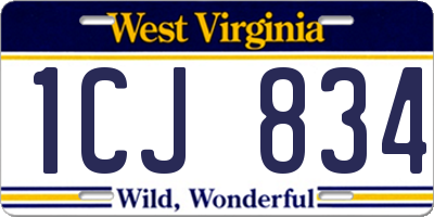 WV license plate 1CJ834