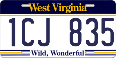 WV license plate 1CJ835