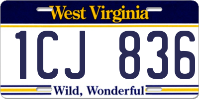 WV license plate 1CJ836