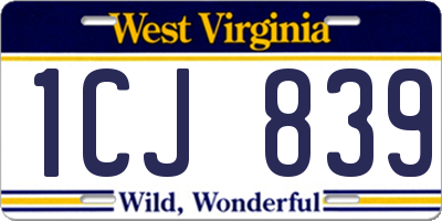 WV license plate 1CJ839