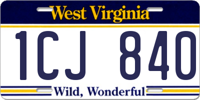WV license plate 1CJ840
