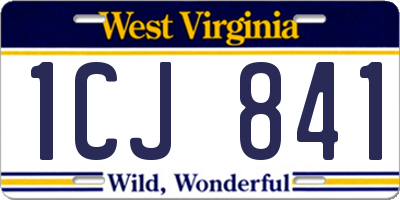 WV license plate 1CJ841