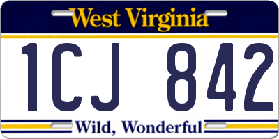WV license plate 1CJ842