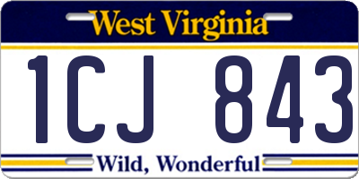 WV license plate 1CJ843