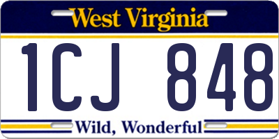 WV license plate 1CJ848