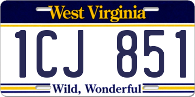 WV license plate 1CJ851
