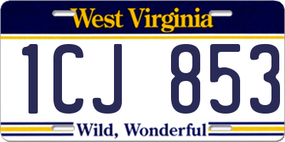 WV license plate 1CJ853