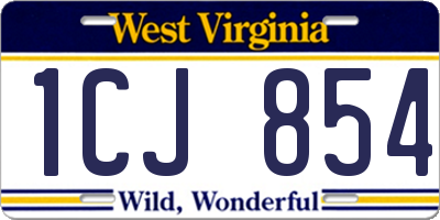 WV license plate 1CJ854