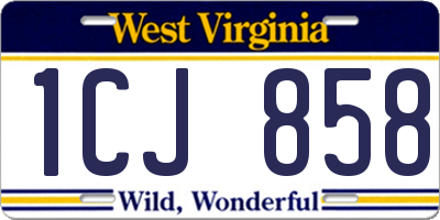 WV license plate 1CJ858