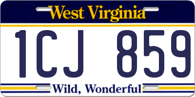 WV license plate 1CJ859