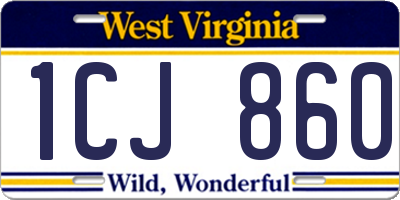 WV license plate 1CJ860