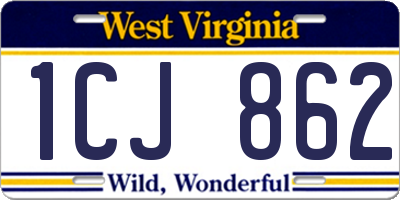 WV license plate 1CJ862