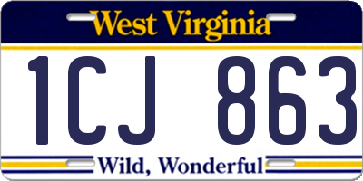 WV license plate 1CJ863