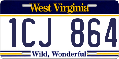 WV license plate 1CJ864