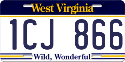 WV license plate 1CJ866