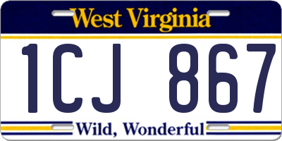 WV license plate 1CJ867