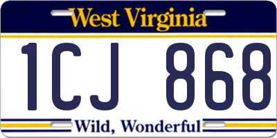 WV license plate 1CJ868