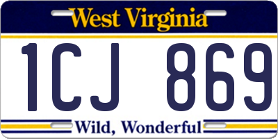 WV license plate 1CJ869