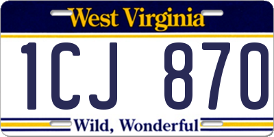 WV license plate 1CJ870