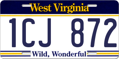 WV license plate 1CJ872