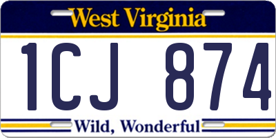 WV license plate 1CJ874