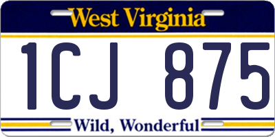 WV license plate 1CJ875